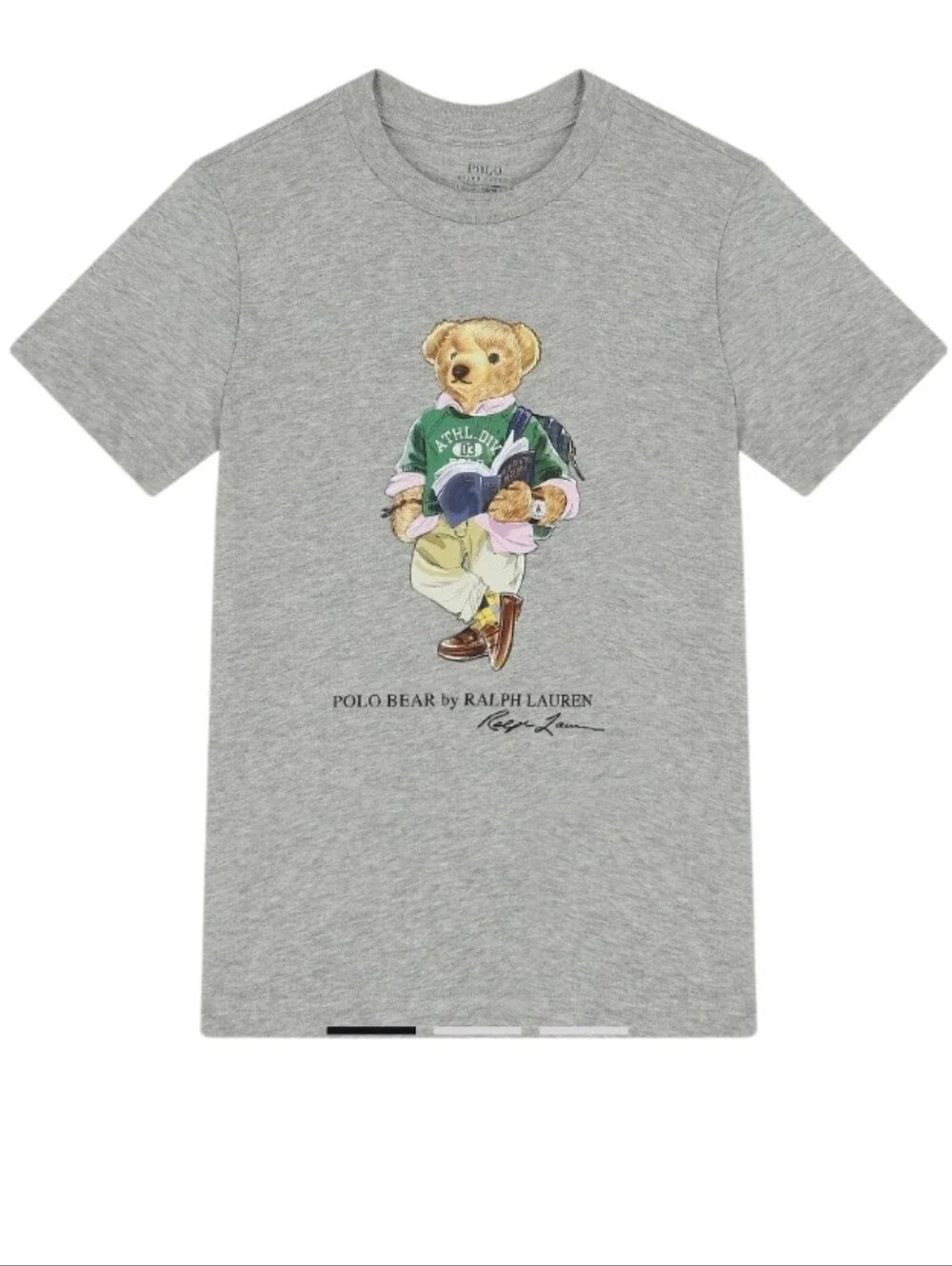 Polo Bear By Ralph Lauren Grey Tee with Teddy Bear Graphic Collections Unisex